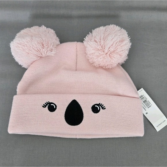 Old Navy Pink Koala Face Beanie Hat with Pom Pom Ears – Size M - Picture 1 of 3
